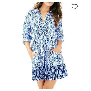 Lilly Pulitzer Lillith Tunic Blue Shell Dress Size S Resort Beach‎ Vacation